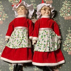 Two vintage Mrs. Claus ornaments